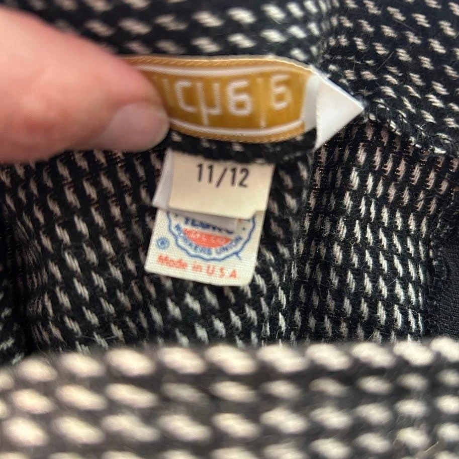 Falda Caniche Lana Vintage 11/12 M L Negro Blanco Pata de Gallo Cintura Alta Unión EE. UU. Foto 4 de 4