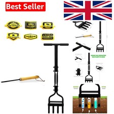 Hollow Tine Lawn Aerator - Ergonomic Steel Tool with 4 Spike Design, 92cm