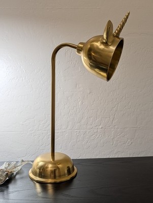 Rare Pottery Barn Kids The Emily & Meritt Unicorn Task Lamp Heavy Brass 
