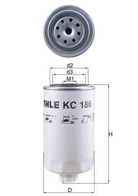 Fuel Filter Fits Iveco Daily MAHLE KC 186