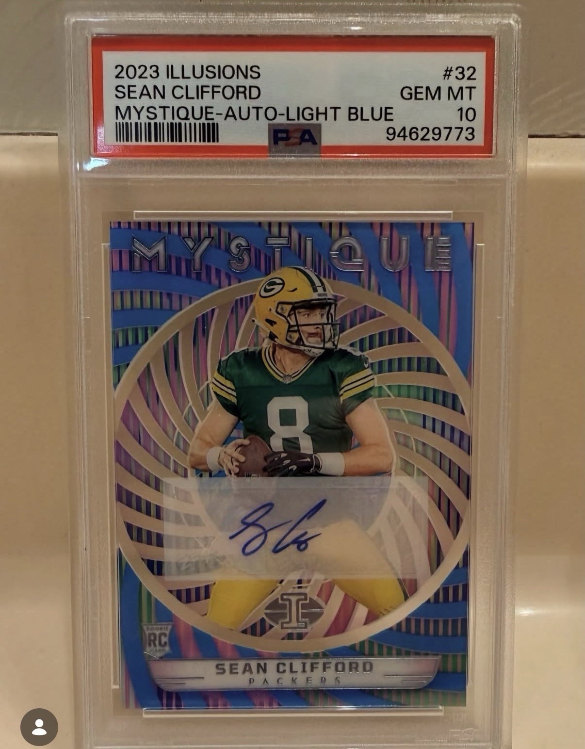 2023 Illusions Sean Clifford Mystique Auto Light Blue 32/35 RC - PSA 10