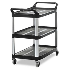 Rubbermaid Commercial 409100BLA 300 lbs. cap. 3-Shelf Xtra Utility Cart - BK New