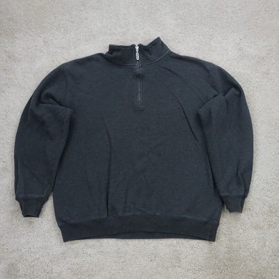 Fila Sweatshirt Herren XL meliert anthrazit grau Baumwolle Logo Mock Neck Quarter Zip