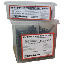 Self-Drilling Screw, #6, 1-1/8 In, Phosphate Steel Bugle Head Phillips Drive,