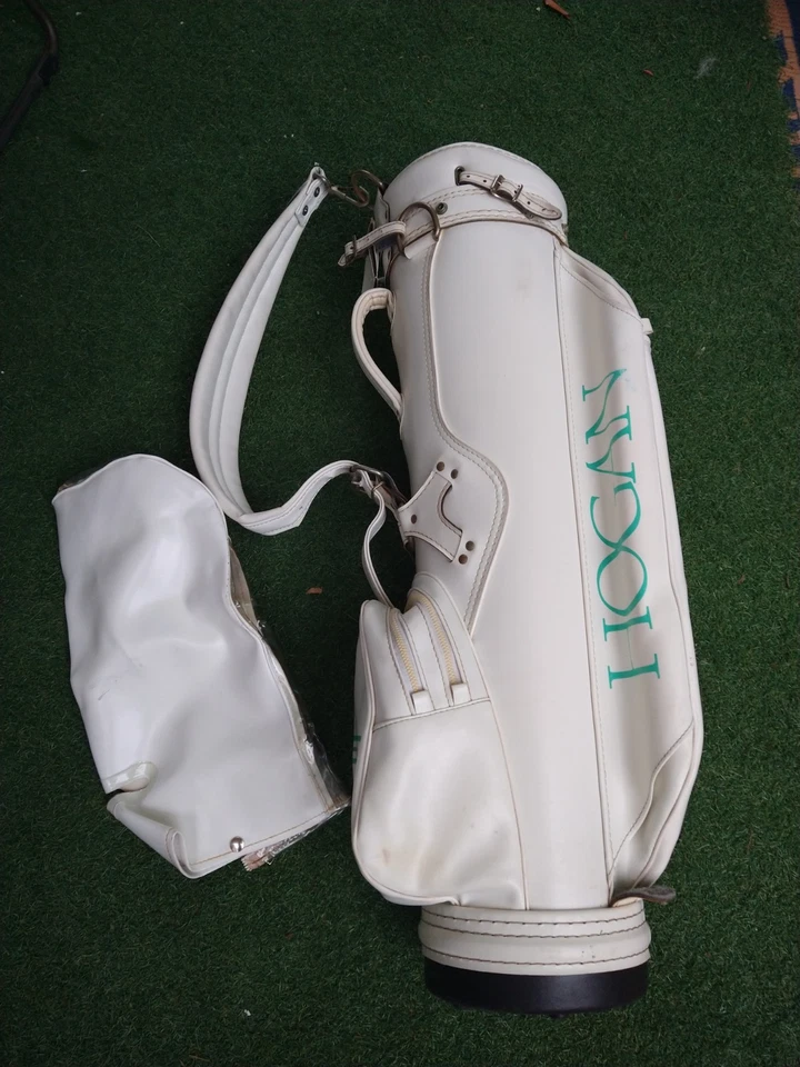 BOLSA DE GOLF DE CUERO BEN HOGAN DE COLECCIÓN 3 VÍAS TONELADAS DE ALMACENAMIENTO HECHA EN EE. UU. BLANCA - ¡BONITA! Foto 2 de 4