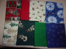 8 NEW CHRISTMAS FAT QUARTERS Cotton Quilt/Sew/Craft Fabric 18 X 22 EA LT 3