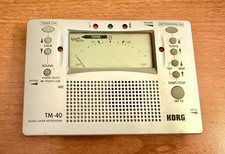Korg TM-40 Large Display Digital Guitar Tuner  Metronome with Kickstand Silver