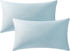 Throw Pillow Cases 12x20 Light-Blue: 2 Pack Cozy Soft Velvet Rectangular Decorat