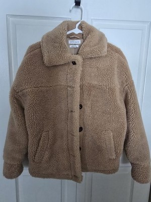 Native Youth Womens Teddy Sherpa Winter Jacket Camel Size XS