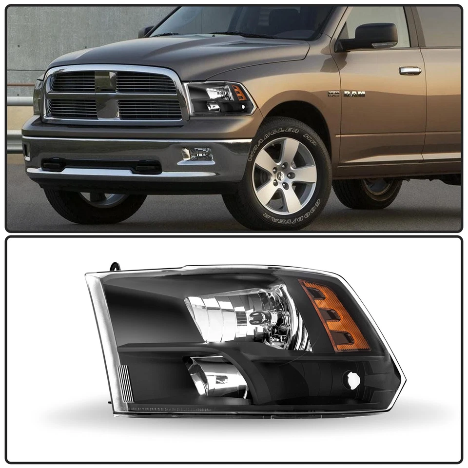 For 2009-2018 Dodge Ram 1500 2500 3500 Quad Black LH+RH Headlights/lamps 09-18 - Image 3 of 4