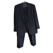 Giorgio Armani Le Collezioni Mens Black Wool 2 Button Suit Italy size 41 (34x30)