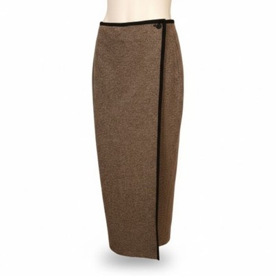 Talbots Vintage Women's Long Wrap Around Skirt Heathered Gray Lined Size 8