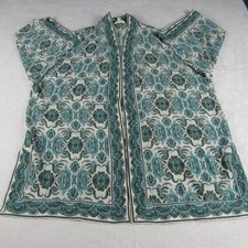 Max Studio Kimono Cardigan Women Large Teal Green Paisley NWT