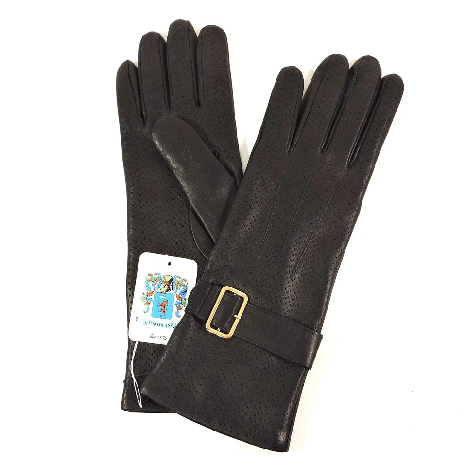 PORTOLANO ⚜ GUANTES MUJER NEGROS SUAVES CUERO COMODIDAD MODA BOUTIQUE Foto 4 de 4