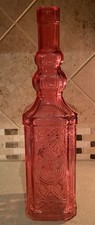 Bottiglia a forma quadrata decorativa in vetro rosso natalizio design rialzato NO sughero 11,75'