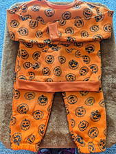 Boys Halloween Pumpkin 2pc Sweatshirt  Pants Set Cotton 4T Orange/Black