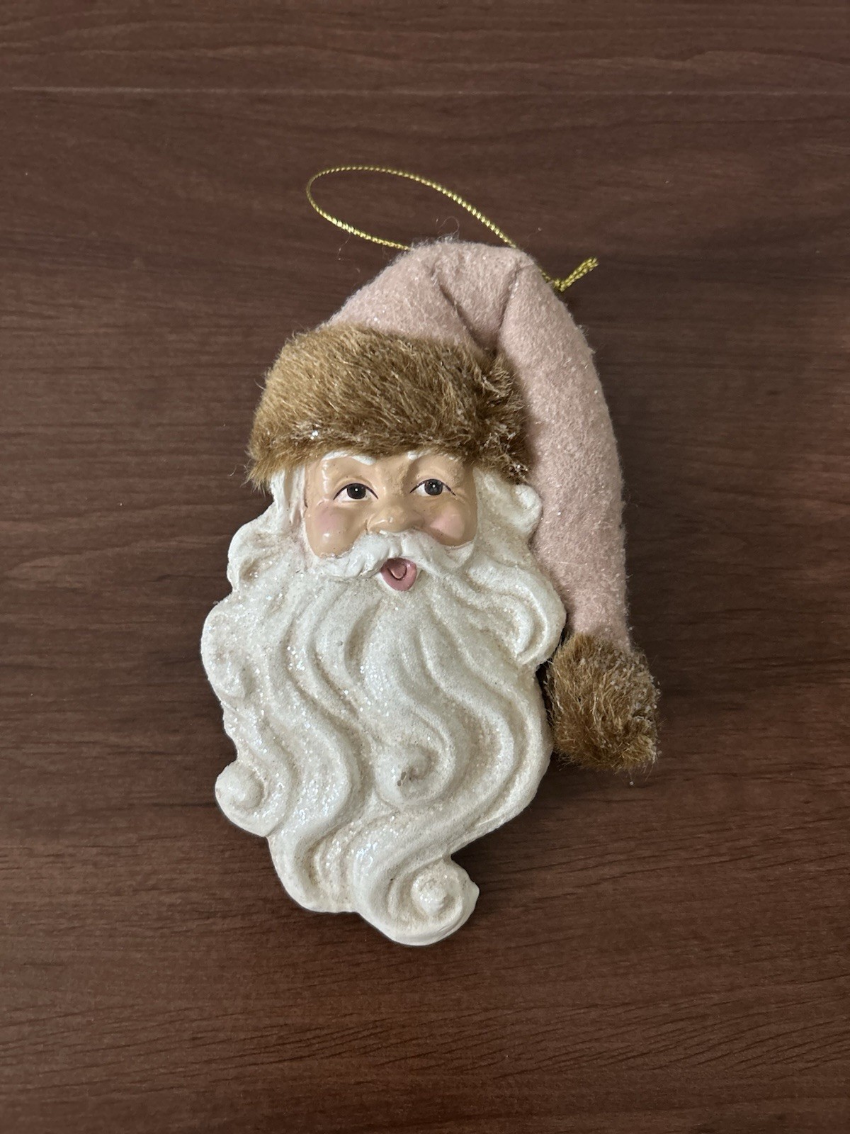 Christmas Glitter Santa Tree Ornaments - Blush Pink, 7in