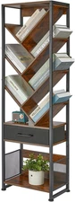 Bookshelf with Drawer,10 Tier Tree Bookcase Retro Floor Standing Bookshelves,Tal