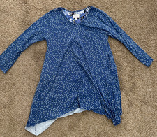 Carole Hochman Nightgown Womens L Blue Polka Dots Heavenly Soft Sleepwear V Neck