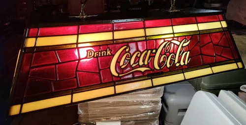 Vintage Coca Cola,Coke Pool Table Light,Faux Stained Glass,Vibrant,Good Looking