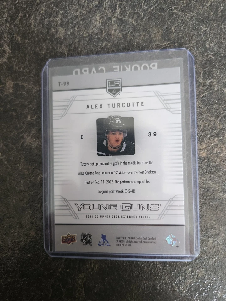 2021-22 Upper Deck Extended Series Retro Alex Turcotte Young Guns YG RC T-99 - Image 2 of 2