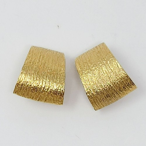 St John Clip Earrings Signed Brushed Gold Vintage - Picture 5 of 8