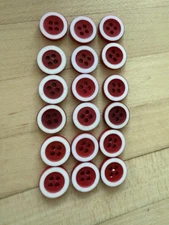 18 Rimmed Bright Red Cream Plastic Sew-through Small Approx. 1/2 In Buttons