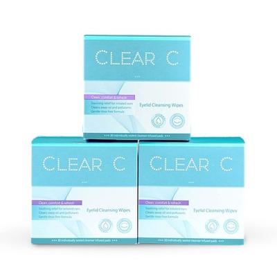 Clear C Eyelid Wipes Pre-Moistened for Dry Eyes   Rinse 30 Count (Pack of 3) 