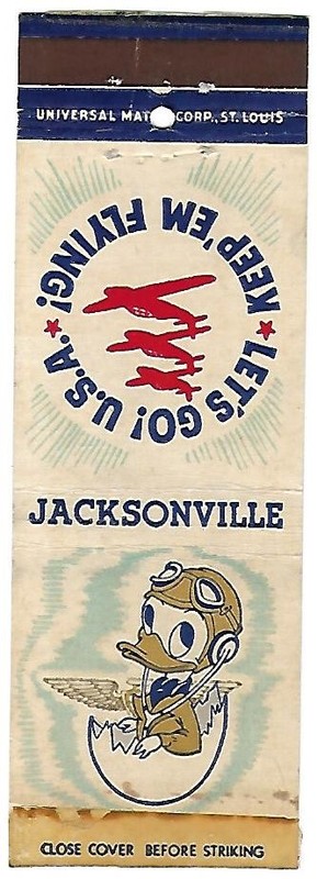 WWII,WALT DISNEY'S  DONALD DUCK, JACKSONVILLE NAVAL  BASE, "KEEP 'EM FLYING" COV