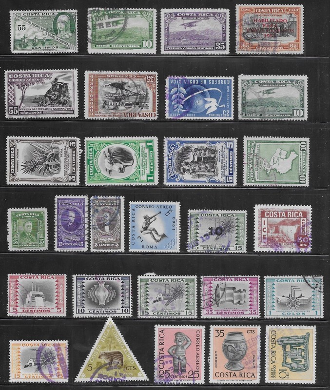 28 Costa Rica Stamps from Quality Old Antique Album