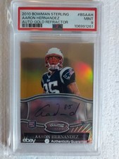 2010 Bowman Sterling Aaron Hernandez /25 Auto Gold Ref Rc PSA9 Pop1 Fugitive Ink