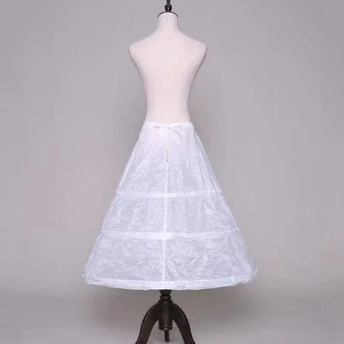 Weißer A-Linien Petticoat Hochwertig Taille Lagenlook Kleid Neu 3 Creolen Unterrock