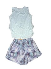 Athleta Girl Size L 12 All Play Shorts Floral Purple Blue Mint Green Tank Set