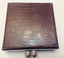 Porta Cipria Vintage in Pelle e Alluminio (?) - Come Da foto 