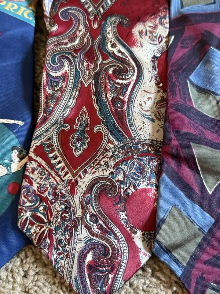 Lote de 3 corbatas estampadas circo vintage WINDSOR para hombre Foto 3 de 4