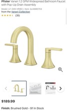 Pfister LF-049-VRIBG Vaneri Widespread Faucet w/ Pop-Up Drain Brushed Gold