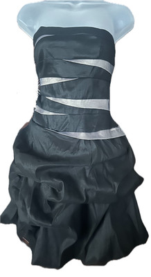 Fiesta evening cocktail gown black/grey bandeau with a line skirt, EUC XL