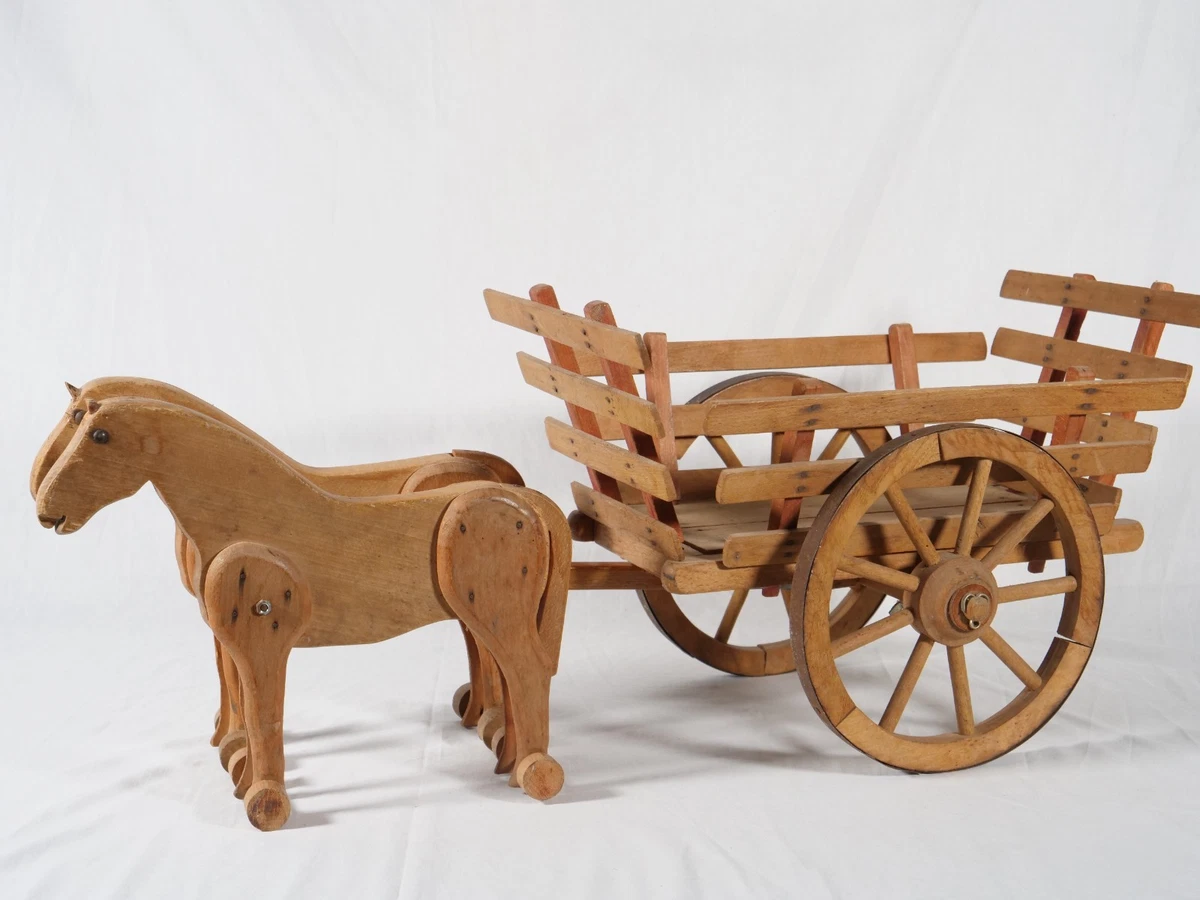 Grande Charrette Miniature En Bois - Jouet Ancien Poupée - Art Populaire