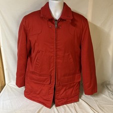 Vtg Sears Ted WIlliams Hunting Jacket Barn Coat Red Measures Medium Game Pouch