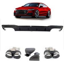 Heckdiffusor Schwarz mit Endrohren passend f&uuml;r Audi A7 4K Sportback 2018-2024