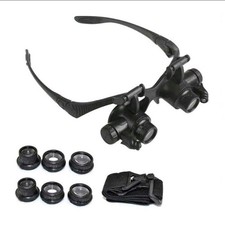 Headband Head Magnifier 8 Lens LED Light Jeweler Watch Loupe Magnifying Glasses