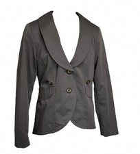 CAbi Work-It Tailored 2-Button Shawl Collar Pleated Blazer Jacket Grey 6