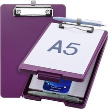 Small Clipboard with Storage, A5 Clipboards with Pen Holder, Half Letter Clip Bo