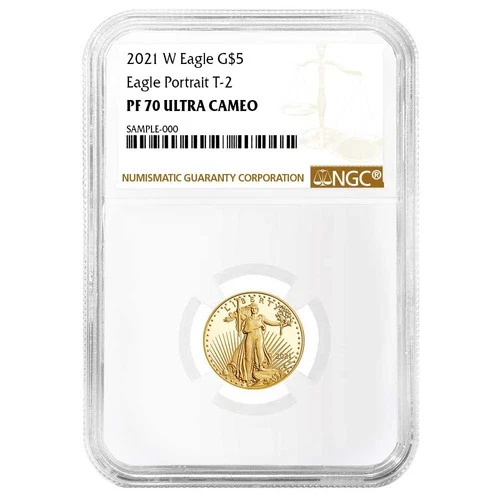 2021-W Proof $5 Type 2 American Gold Eagle 1/10 oz NGC PF70UC Brown Label