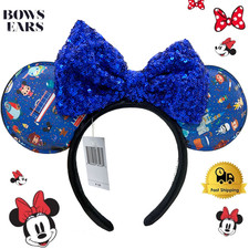 Disney Parks Loungefly Blue Characters Chibi Minnie Mouse Ears Headband