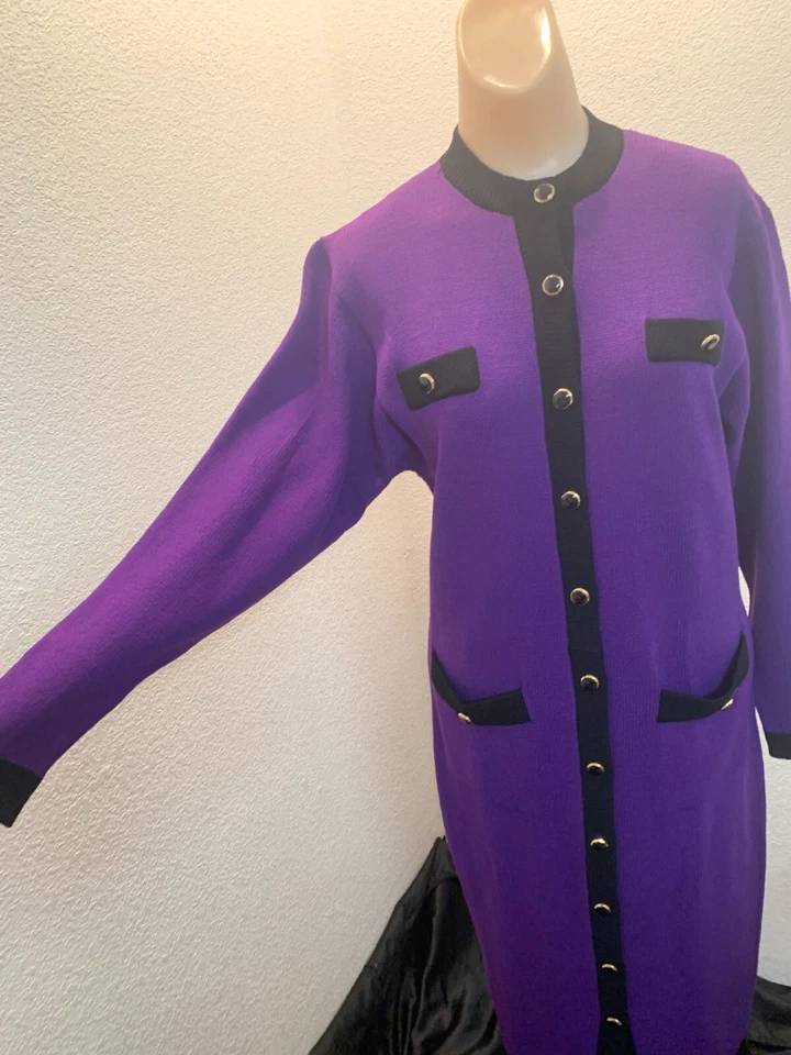 Vestido suéter vintage años 70 St John morado talla 6 excelente estado Foto 4 de 4