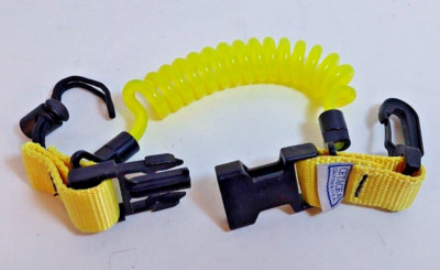 Cetacea Yellow Scuba Stretch Dive Coil Lanyard w/Quick Release Buckle Snaps