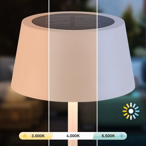 Solar LED Table Lamp Rechargeable Light 32cm Dimmable Cordless Touch CCT Beige - Picture 6 of 10