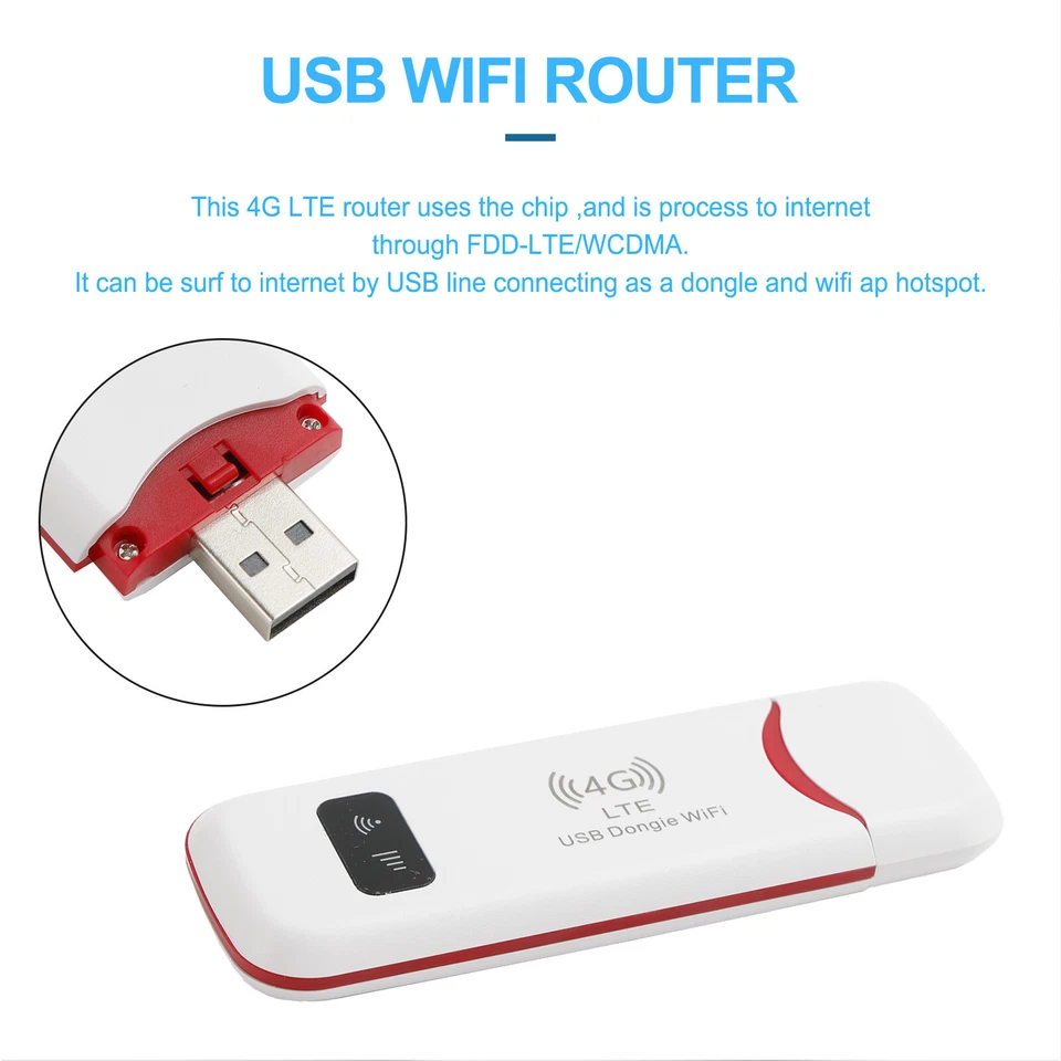 4G LTE Wireless Router WiFi Mobile Broadband Modem USB Dongle Unlocked White, - Image 2 of 4