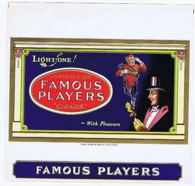 Famous Players original vintage  cigar box label J. C. Winter & Co.'s